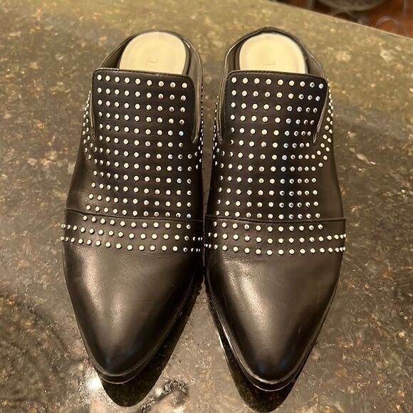 1. State Sz 7.5 Leather Studded Mules EUC - Picture 1 of 8